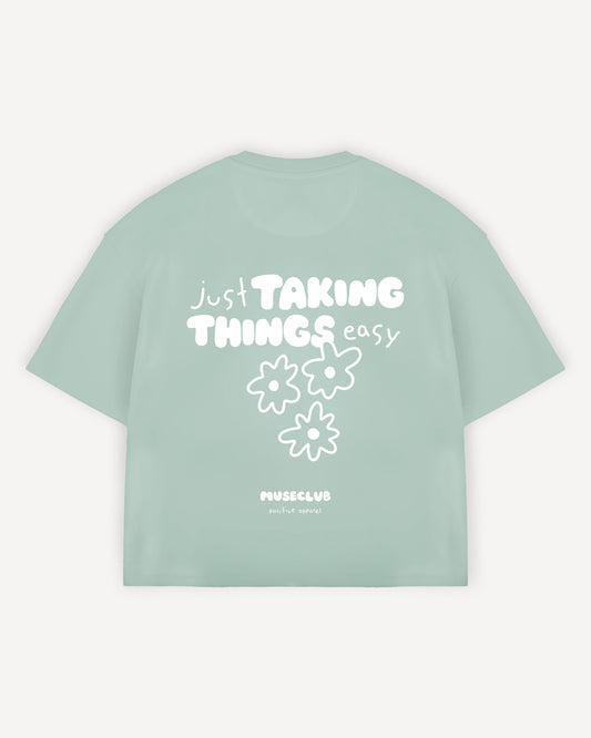 Cropped T-Shirt "just taking things easy"