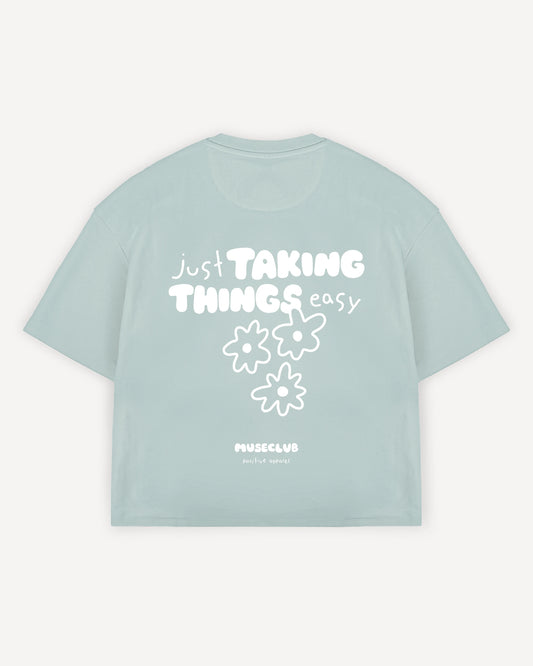 Cropped T-Shirt "just taking things easy"