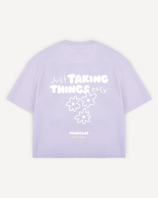 Cropped T-Shirt "just taking things easy"