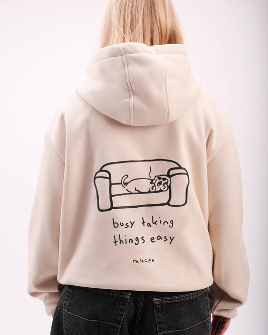 Hoodie "busy taking things easy"
